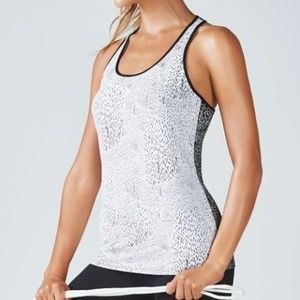 Fabletics Eiffel Racerback Two Tone Speckle Tank XXL Black/White